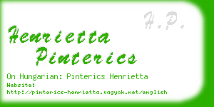 henrietta pinterics business card